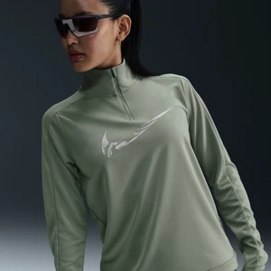 Damska środkowa warstwa ubioru do biegania z zamkiem 1/4 Dri-FIT Nike Swoosh - Zieleń