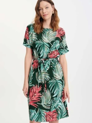 Damska sukienka krótka wielokolorowa z nadrukiem tropic Greenpoint