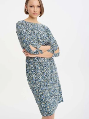 Damska sukienka krótka z gumką w talii w kwiatki Greenpoint