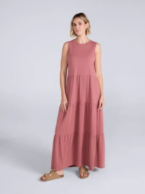 Damska sukienka maxi z dżerseju - Pink Animal