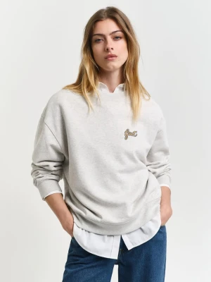 Damska szara bluza z graficznym napisem i okrągłym dekoltem GANT