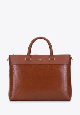 Damska torba na laptopa 13" z frontem ze skóry croco Wittchen