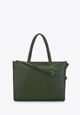 Damska torba na laptopa 13" ze skóry groszkowanej ciemna zieleń Wittchen