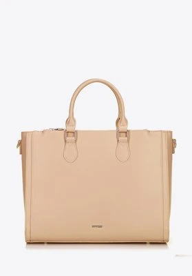 Damska torba na laptopa 14,5” z imitacji skóry beżowa Wittchen