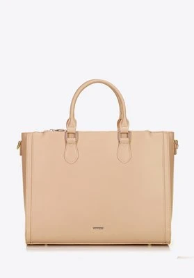Damska torba na laptopa 14,5” z imitacji skóry beżowa Wittchen