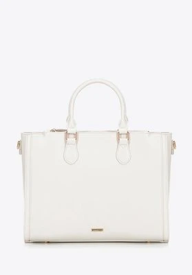 Damska torba na laptopa 14,5” z imitacji skóry kremowa Wittchen