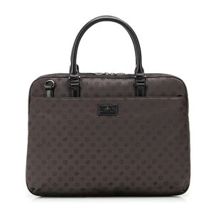 Damska torba na laptopa 14" z żakardu w monogram brązowa Wittchen