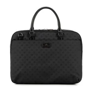 Damska torba na laptopa 14" z żakardu w monogram czarna Wittchen