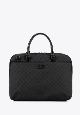 Damska torba na laptopa 14" z żakardu w monogram czarna Wittchen
