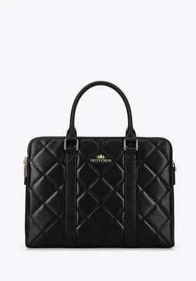 Damska torba na laptopa 15,6'' skórzana czarno - złota Wittchen