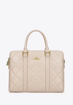 Damska torba na laptopa 15,6'' skórzana w pikowanie beżowa Wittchen