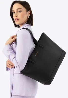 Damska torba na laptopa 15,6" z imitacji skóry czarna Wittchen