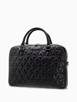 Damska torba na laptopa 15 cali z pikowaniem czarna Puccini