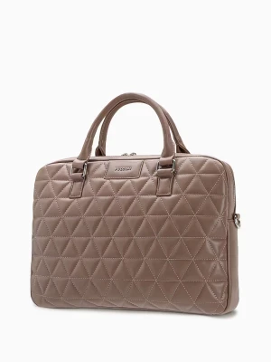 Damska torba na laptopa 15 cali z pikowaniem taupe Puccini