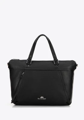 Damska torba na laptopa 15" ze skóry z chwostem czarna Wittchen