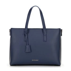 Damska torba na laptopa 16" z imitacji skóry granatowa Wittchen