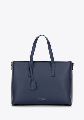Damska torba na laptopa 16" z imitacji skóry granatowa Wittchen