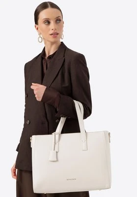 Damska torba na laptopa 16" z imitacji skóry kremowa Wittchen