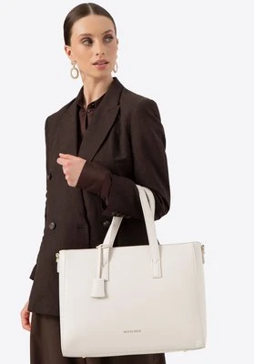 Damska torba na laptopa 16" z imitacji skóry kremowa Wittchen