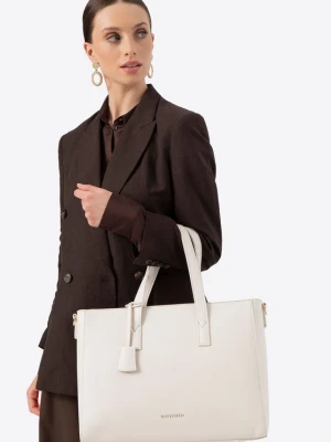 Damska torba na laptopa 16" z imitacji skóry kremowa Wittchen kremowy