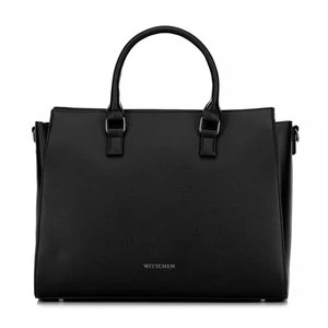 Damska torba na laptopa 17" z imitacji skóry czarno - srebrna Wittchen