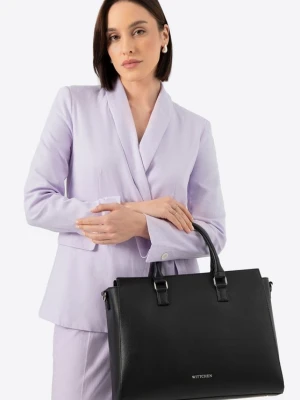 Damska torba na laptopa 17" z imitacji skóry czarno - srebrna Wittchen