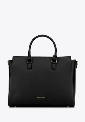 Damska torba na laptopa 17" z imitacji skóry czarno - złota Wittchen