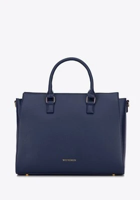 Damska torba na laptopa 17" z imitacji skóry granatowa Wittchen