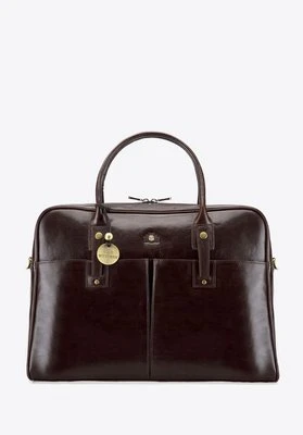 Damska torba na laptopa skórzana z akcesoriami brązowa Wittchen