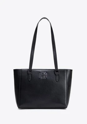 Damska torba na ramię ze skóry czarna z grafitowym logo Wittchen