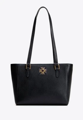 Damska torba na ramię ze skóry czarna ze srebrno-złotym logo Wittchen