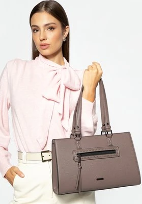 Damska torba z dekoracyjnym obszyciem taupe Wittchen