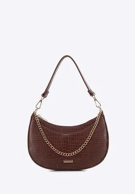 Damska torebka bagietka z łańcuszkiem croco brązowa Wittchen