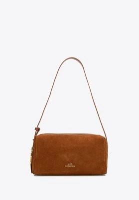 Damska torebka bagietka ze skóry zamszowej jasny brąz Wittchen