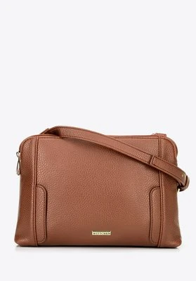 Damska torebka crossbody dwukomorowa brązowa Wittchen