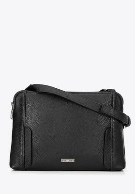 Damska torebka crossbody dwukomorowa czarno - srebrna Wittchen