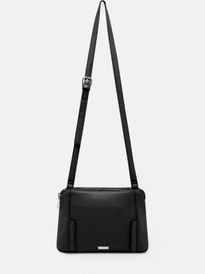 Damska torebka crossbody dwukomorowa czarno - srebrna Wittchen