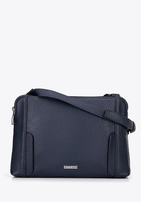 Damska torebka crossbody dwukomorowa granatowa Wittchen