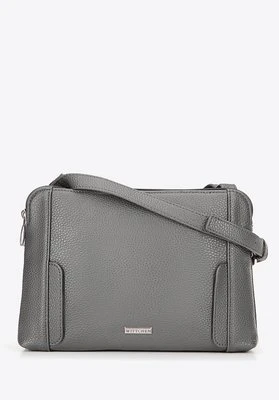 Damska torebka crossbody dwukomorowa szaro - srebrna Wittchen