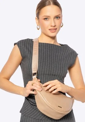 Damska torebka crossbody na szerokim pasku beżowa Wittchen