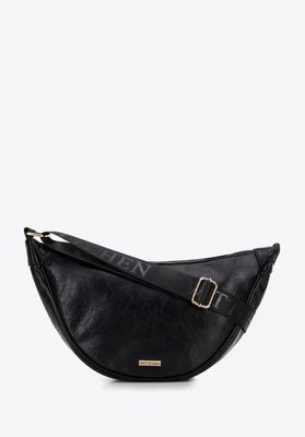 Damska torebka crossbody na szerokim pasku czarna Wittchen