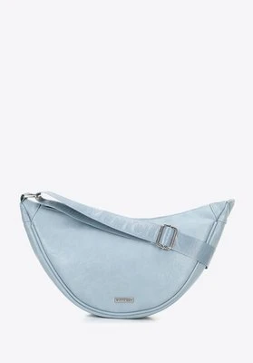 Damska torebka crossbody na szerokim pasku niebieska Wittchen