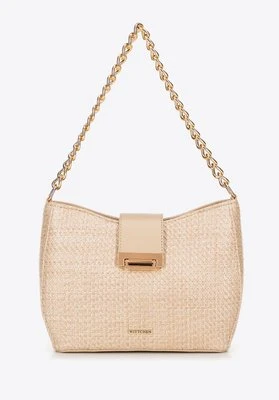Damska torebka crossbody pleciona beżowa Wittchen