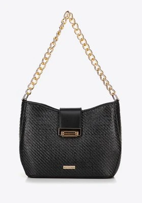 Damska torebka crossbody pleciona czarna Wittchen