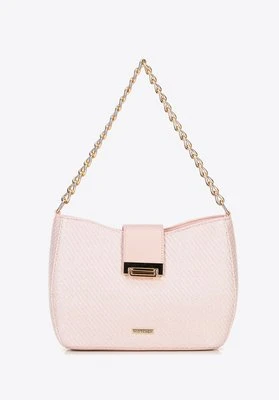 Damska torebka crossbody pleciona różowa Wittchen