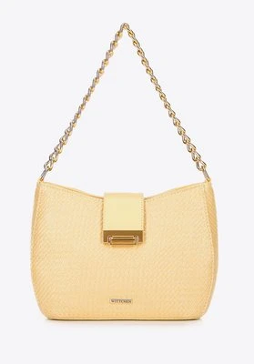 Damska torebka crossbody pleciona żółta Wittchen