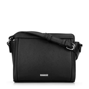 Damska torebka crossbody saffiano czarna ze srebrnym logo Wittchen