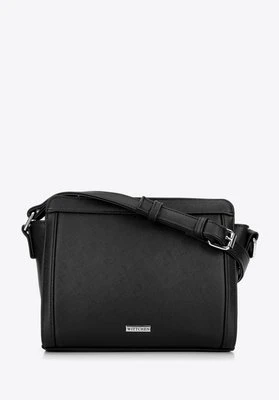 Damska torebka crossbody saffiano czarna ze srebrnym logo Wittchen