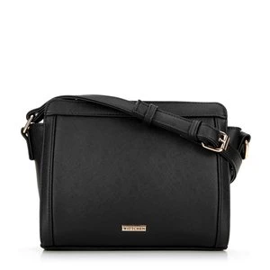 Damska torebka crossbody saffiano czarna ze złotym logo Wittchen