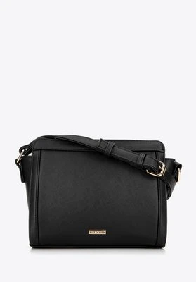 Damska torebka crossbody saffiano czarna ze złotym logo Wittchen